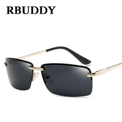 Rbuddy Для мужчин солнцезащитные очки люксовый бренд Лето 2017 г. поляризованный металлический каркас Прямоугольник Объектив золото вождения