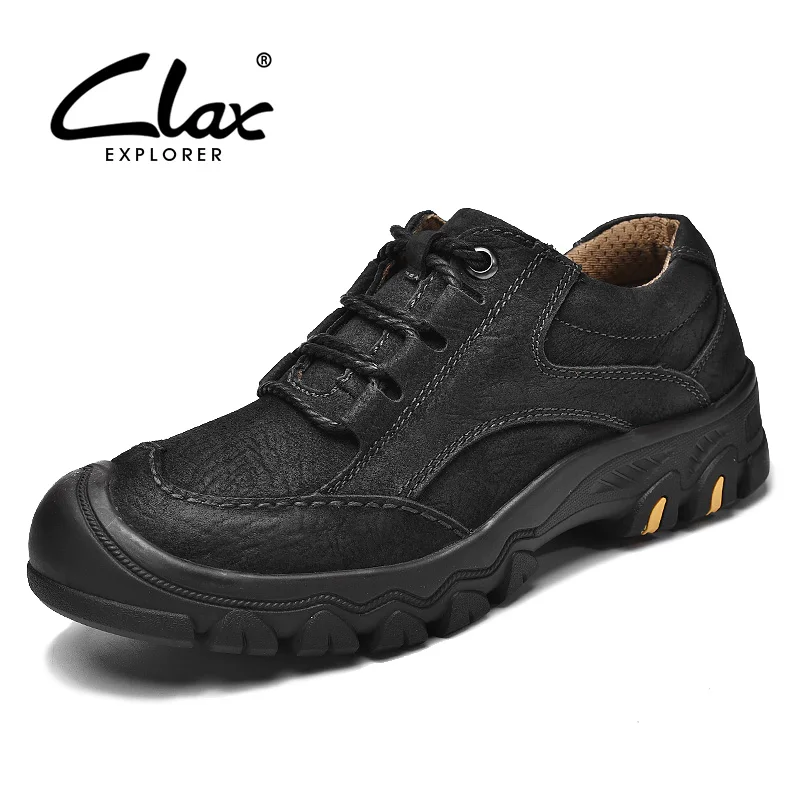 

CLAX Men's Ankle Boots Genuine Leather Casual Shoes Male 2018 Spring Autumn Leather Boot Soft Comfortable Walking Footwear