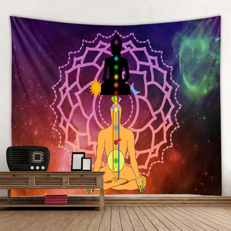 Cosmic Interstellar Decor Psychedelic Tapestry Wall Hanging Indian Mandala Tapestry Hippie Yoga Chakra Tapestries Boho Wall Clot