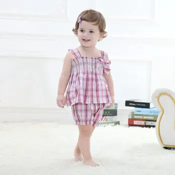 

Newborn Lovely Infant Plaid Baby Clothing Set 100% Cotton Baby Girl Clothes 2020 Summer Toddler Baby Clothes SBS164001
