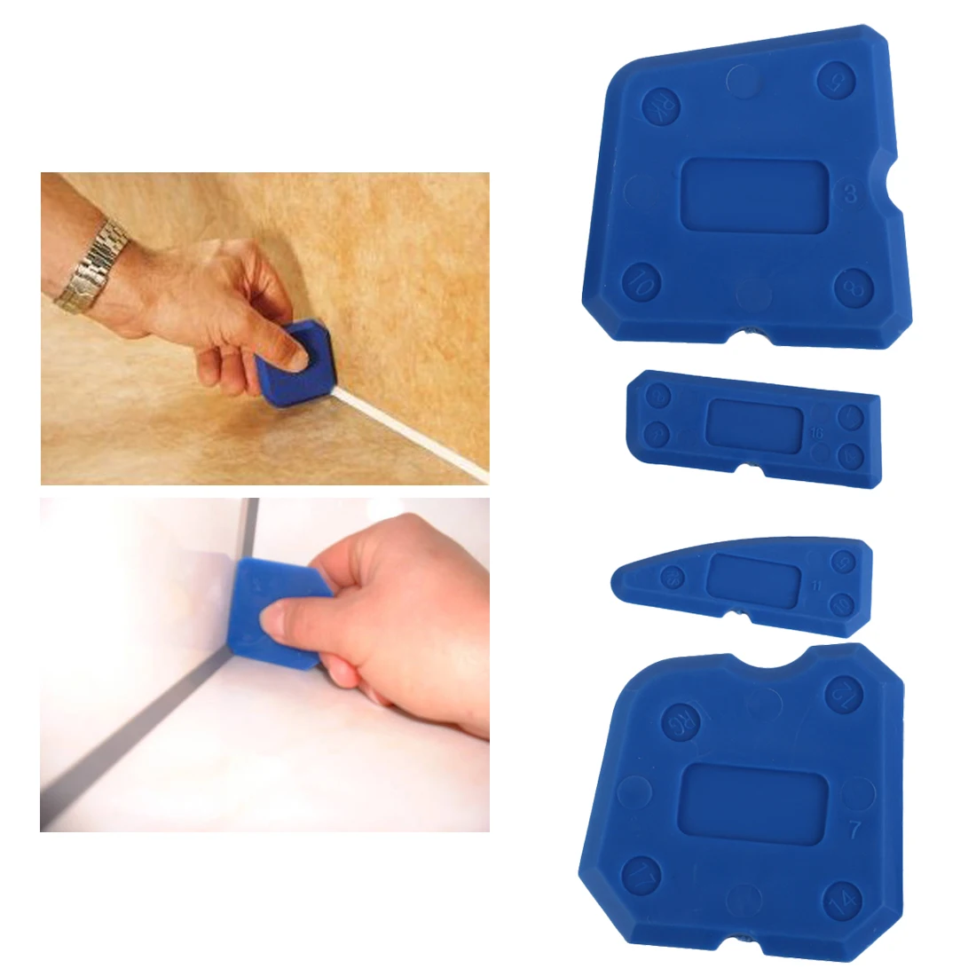 

Hand Tools Set 4pcs/set Hot Caulking Tool Kit Joint Sealant Silicone Grout Remover Scraper Blue Scraper Tools