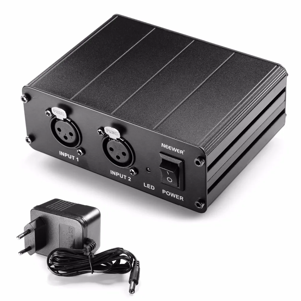 

Neewer 2-Channel 48V Phantom Power Supply w/ Power Adapter for Condenser Microphones Transfer Sound Signal to External SoundCard
