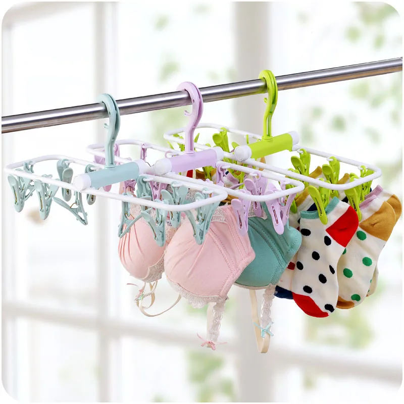 

3Pcs/Set 12 Clip Folding Drying Rack Underwear Socks Clip Multi-functional Clothes Rack