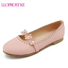 LLOPROST KE/ сезон: весна–лето Женские туфли-лодочки Повседневная обувь; женская обувь белый розовый дамы цветок Мокасины большой Size28-43 MY274
