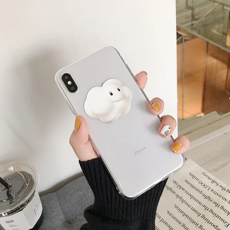 

Cute Cartoon Cloud Pattern Transparent korean Phone Case For iPhone X Xs XR Xsmax 7 7 Puls 6 6S 7 8Puls Cases Soft Silicon Cover