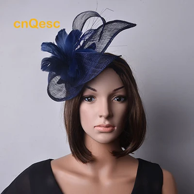 Бордовый головной убор sinamay для свадьбы - Цвет: NAVY BLUE