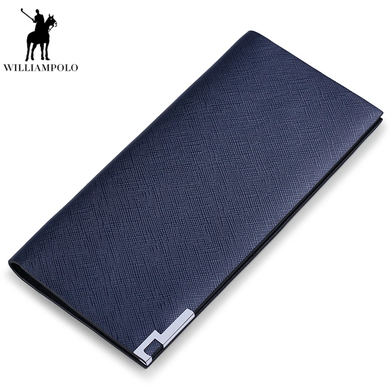 Williampolo Для мужчин длинный тонкий Двойные кошелек известный Элитный бренд из натуральной кожи Для мужчин бумажник Тоньше дизайн держатель