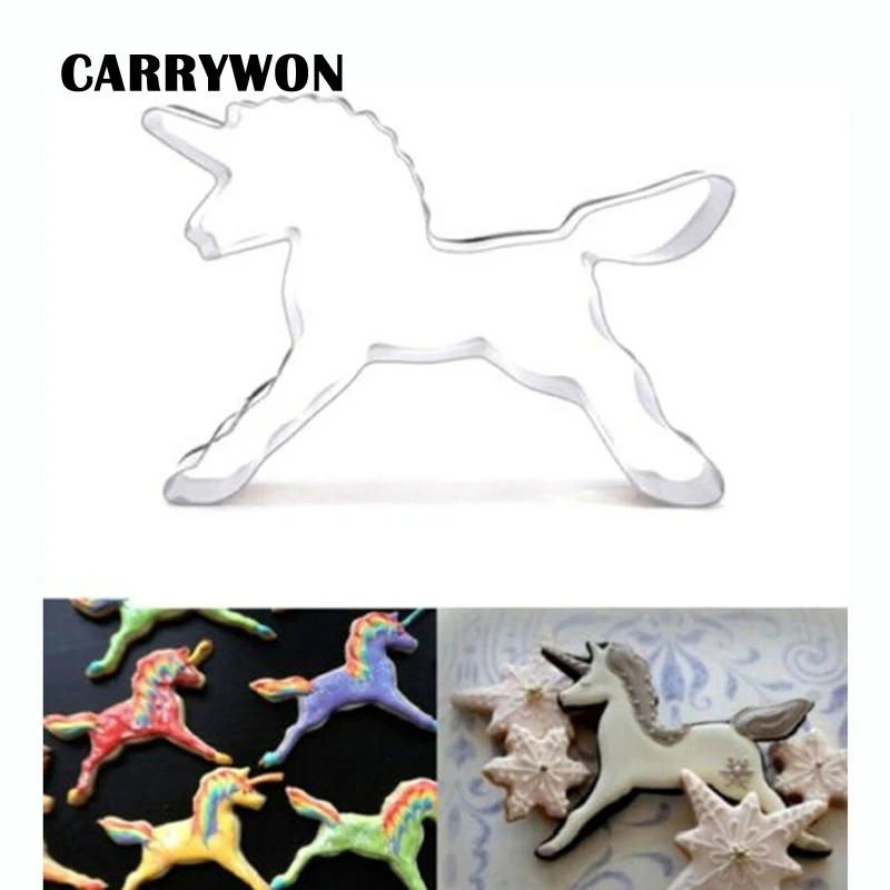 

CARRYWON Unicorn Cookie Cutter Tools Egg Shape Vegetable Biscuit Baking Mold Stainless Steel Toy for Home Kitchen Supplies