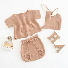 Комплект одежды для малышей с кроликом, хлопковые трикотажные комплекты одежды для малышей коллекция года, одежда с кроликом для новорожденных девочек кардиган для младенцев, комплекты+ штаны+ шапка