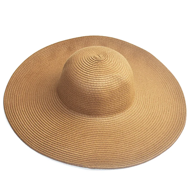Летние модные соломенные шляпы на каждый день для отдыха и путешествий с широкими полями, складные пляжные шляпы для женщин с большими головами - Цвет: 13