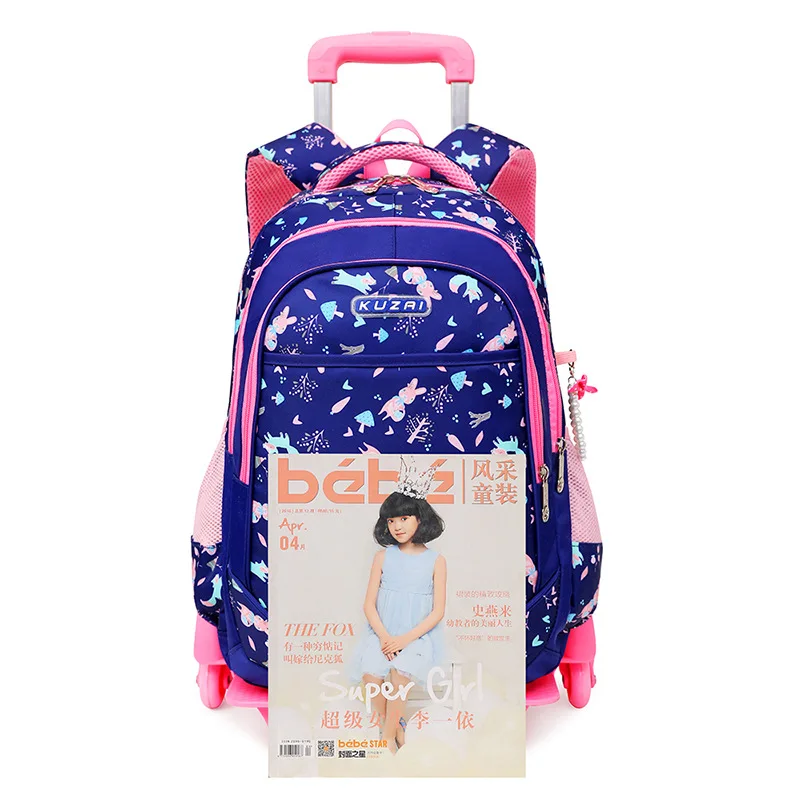 

Children Trolley school Backpack Fashion Cartoon princess Wheeled School Bag Girls Detachable Backpack kids schoolbags mochila