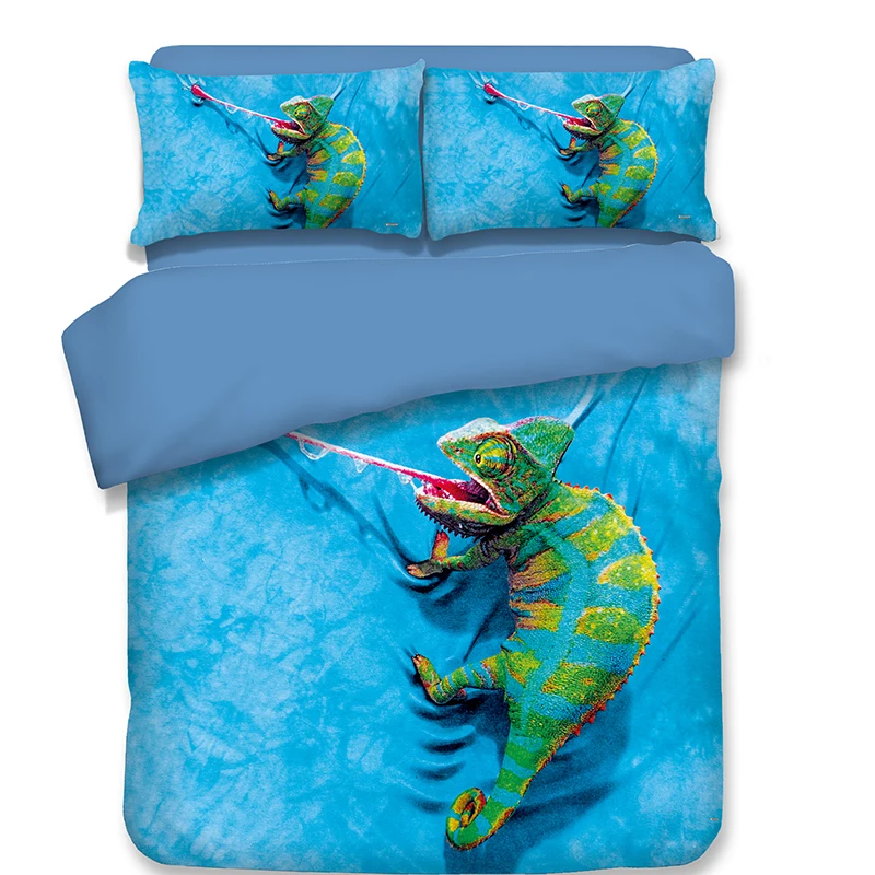 

Free shipping 3d oil painting chameleon whale snow leopard single twin full queen size 3/4pcs bedding set no filler home textile