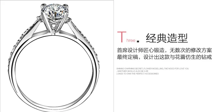 1 шт. 925 серебро 1 карат белый кубический цирконий Классический круглый свадебные и обручальные кольца для женщин Женская мода ювелирные изделия