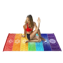 Радужный пляжный коврик Мандала одеяло полосатое полотенце Йога дизайнерский половик Индия одеяло гобелен