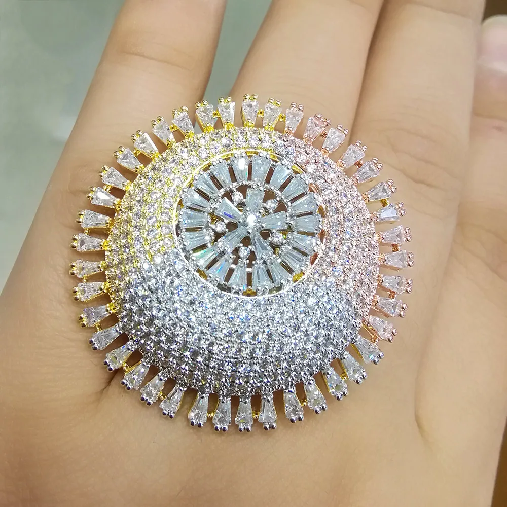 GODKI الفاخرة 3 لهجة الخطوبة الزفاف زهرة خواتم للنساء الزفاف مكعب الزركون دبي الاكسسوارات إصبع خاتم 2019 GODKI الفاخرة 3 لهجة الخطوبة الزفاف زهرة خواتم للنساء الزفاف مكعب الزركون دبي الاكسسوارات إصبع خاتم 2019