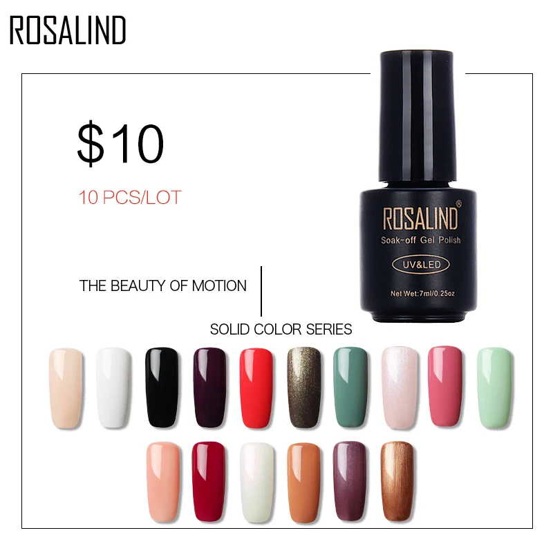 

ROSALIND (10PCS/Lot) 7 ML 58 Colors to choose Nail Gel Polish Long-Lasting Soak Off Gel Nail Polishes Lacquer Gel Set & Kits