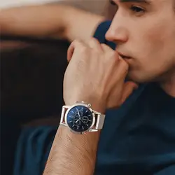 Роскошные мужские часы Аналоговый кварцевый силиконовый ремешок большой циферблат наручные часы