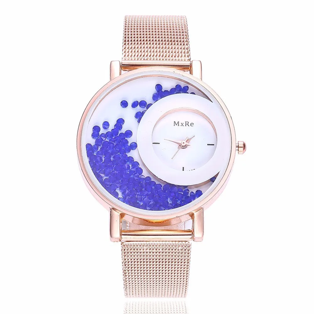 

Hot Fashion Stainless Steel Rose Gold Mesh Band Quartz Watch Luxury Women Rhinestone Watches Relogio Feminino Dropshipping
