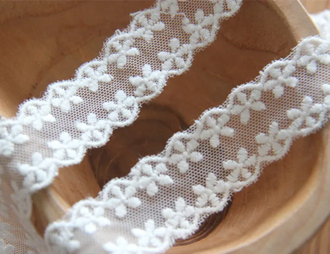 

20 yard 2.5cm 0.98" wide ivory mesh embroidery tapes lace trim ribbon ML25L11