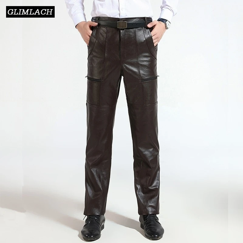 plus size genuine leather pants