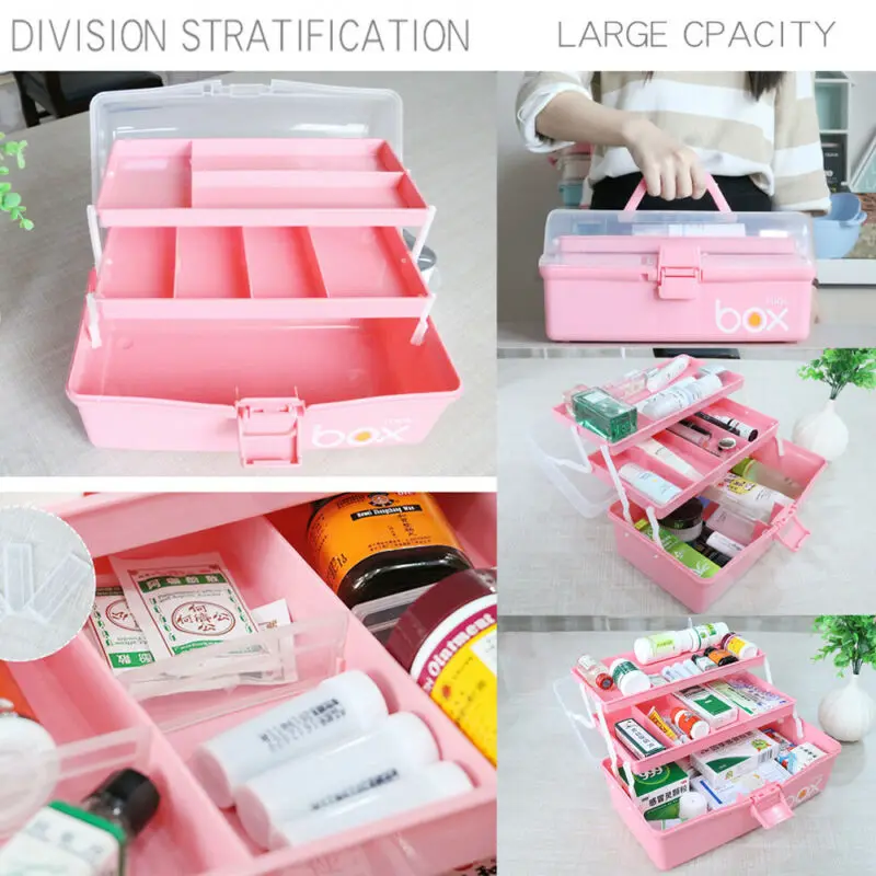 

3-layer Medical Kit Box Thick Multilayer Home First Aid Kit Drug Receiving Storage Organizer