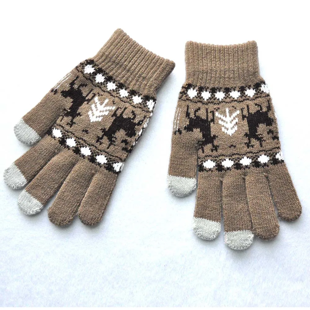 Зимние перчатки для сенсорного экрана мужские и женские Рождественские теплые вязаные Wapiti Pint screen милые перчатки мужские зимние перчатки Зимние перчатки
