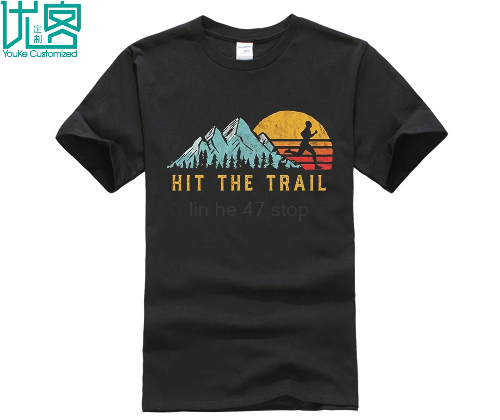 

Hit the Trail, Runner Retro Style Vintage Running T Shirt Fun Design Custom Print Short Sleeve T-Shirt