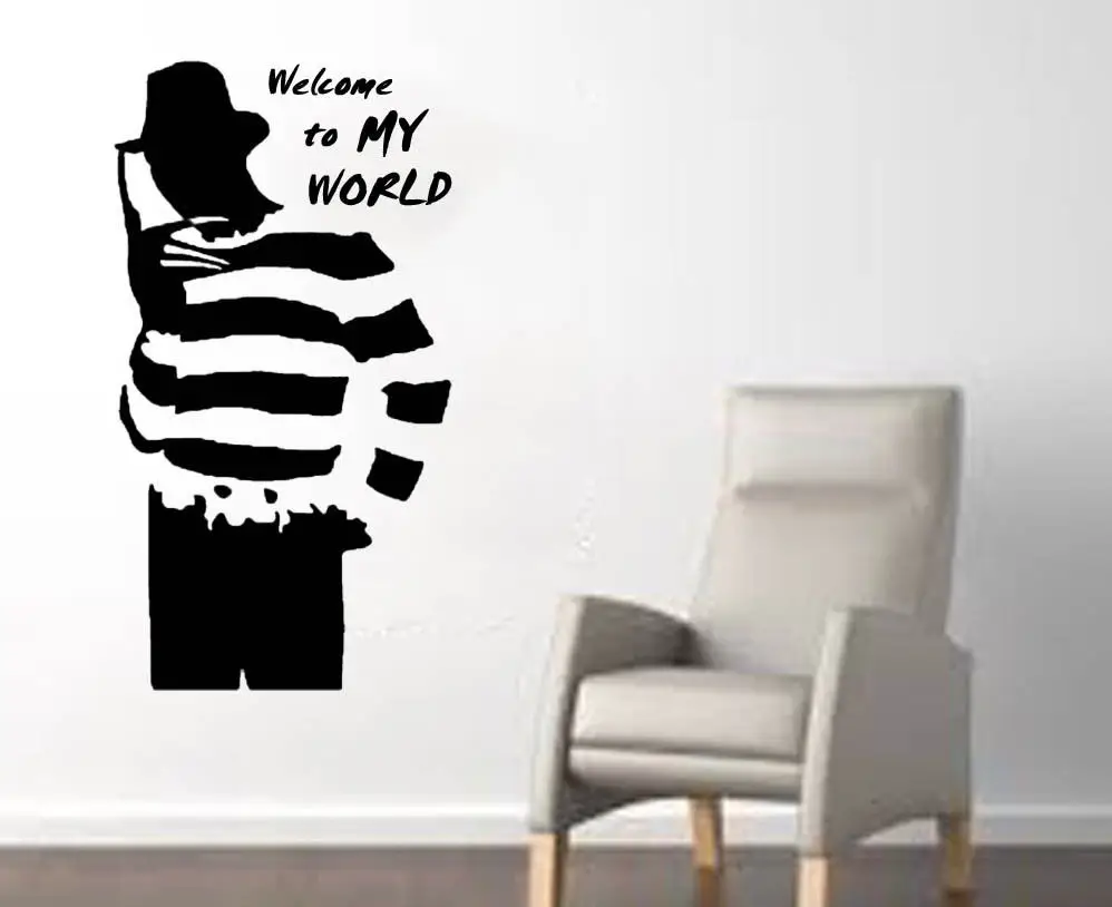 Halloween Wall Decal Freddy From Nightmare On Elm Street Welcome To My World Quote Wall Sticker Halloween Wall Decal Freddy From Nightmare On Elm Street Welcome To My World Quote Wall Sticker