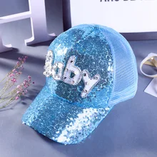 Новинка моды летнего сезона, с жемчугом и пайетками ребенка бейсбольной кепки буква со стразами кепки дышащая Солнцезащитная шляпа для женщин бейсболка gorras bone Шапки