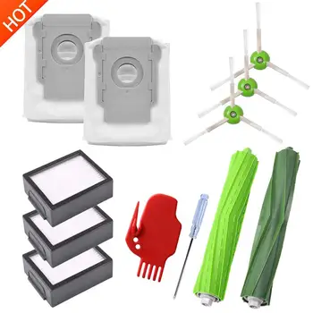 

Replacement Parts for iRobot Roomba i7 S9 i7 Plus Vacuum Cleaner 1 Set Multi-Surface Rubber Brushes, 2 Clean Base Bags 3 Filters