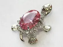 Luxury Jewelry Girls red blue pink gem Stone Silver Tortoise Pendants Women Female Luxury pendants + Necklace