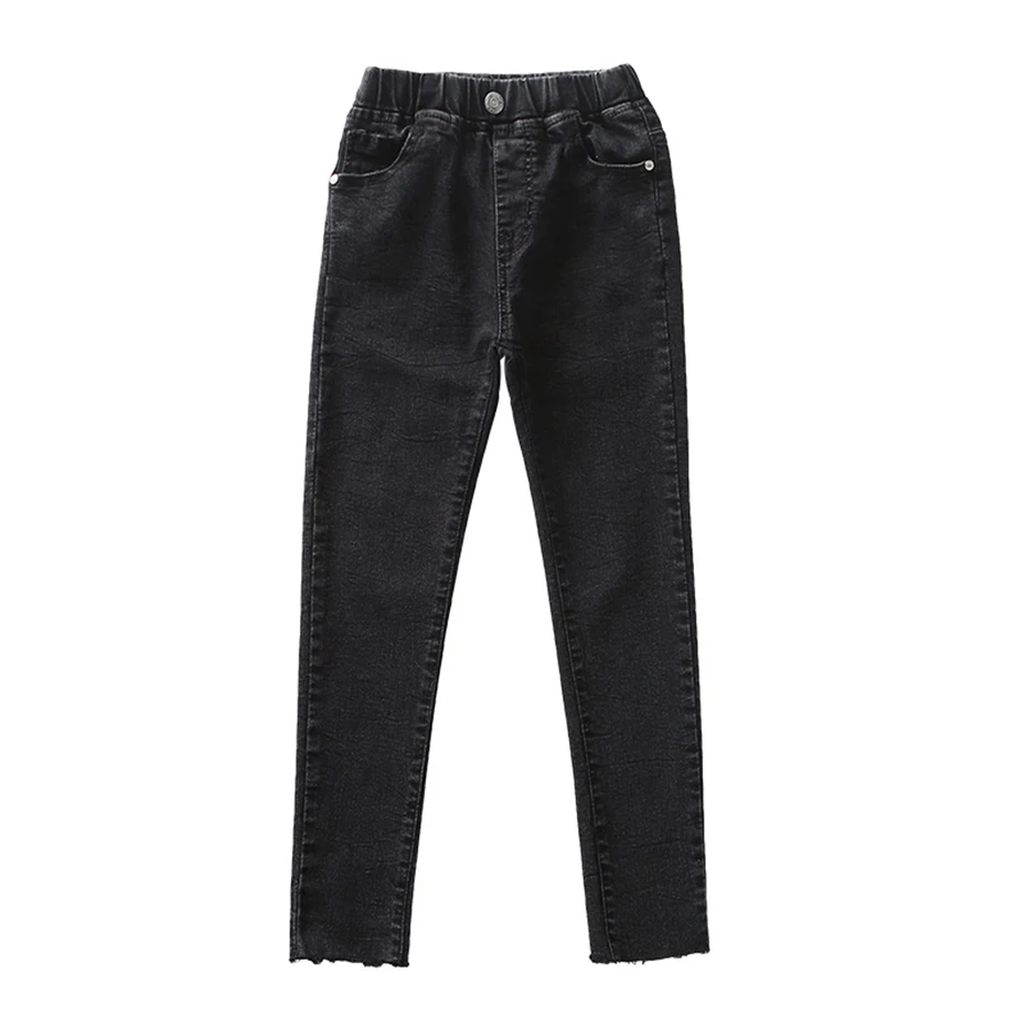 Детские джинсы для девочек черного цвета детские джинсы на осень и весну Одежда для девочек-подростков 6, 8, 10, 12, 13, 14 лет