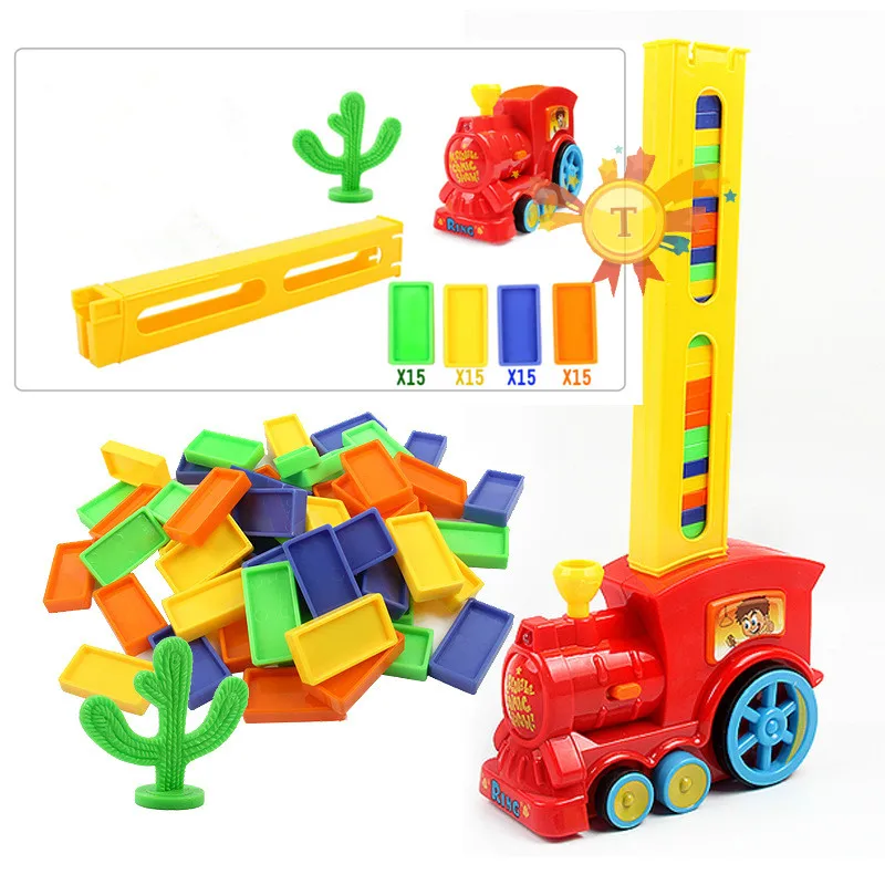 Put Up домино игра игрушечный комплект автоматическое размещение поезд со светом Звук развивающие строительные блоки DIY игрушки подарок для детей - Цвет: Red 2