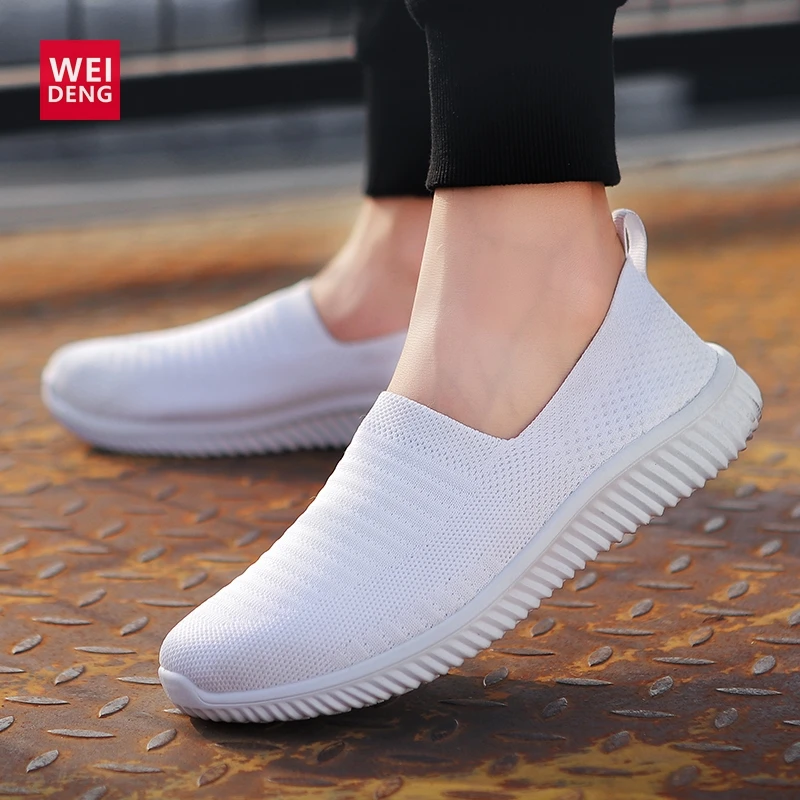 

Weideng Men Fly Knit Sock Shoe Air Mesh Loafers Ultra Soft Light Flat Fly Breathable Prime Knitted Breathable Fashion Tenis