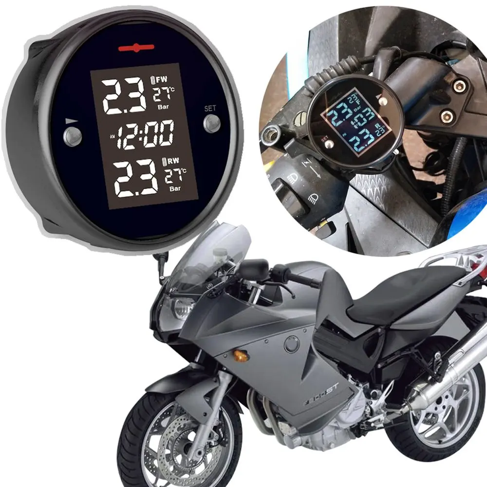 

Waterproof Motorcycle TPMS Tire Pressure Monitor System 2-Sensor Wireless LCD Display Moto Alarm System Steel Mate