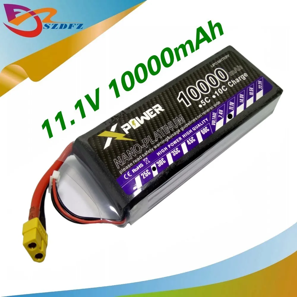 11.1V 3s 10000mAh lipo battery 30C Xpower batteries XT60 / T plug for RC  Helicopter Quadcopter drone part|t plug|lipo battery10000mah lipo -  AliExpress