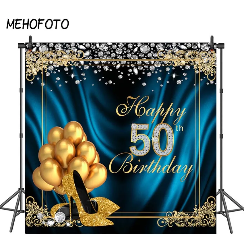 Фоны MEHOFOTO для фотосъемки на день рождения 8 х8 футов 50 дней золотые воздушные шары