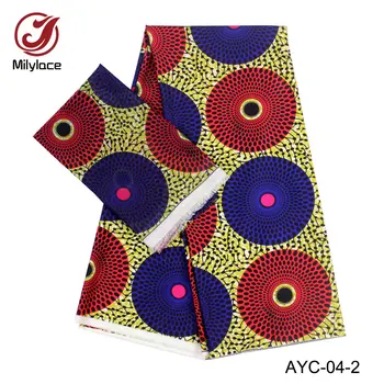 

2018 latest 2 in 1 Satin material African wax Nigeria design fabric hot selling 2 yards Chiffon+4 yards Satin fabric AYC-04