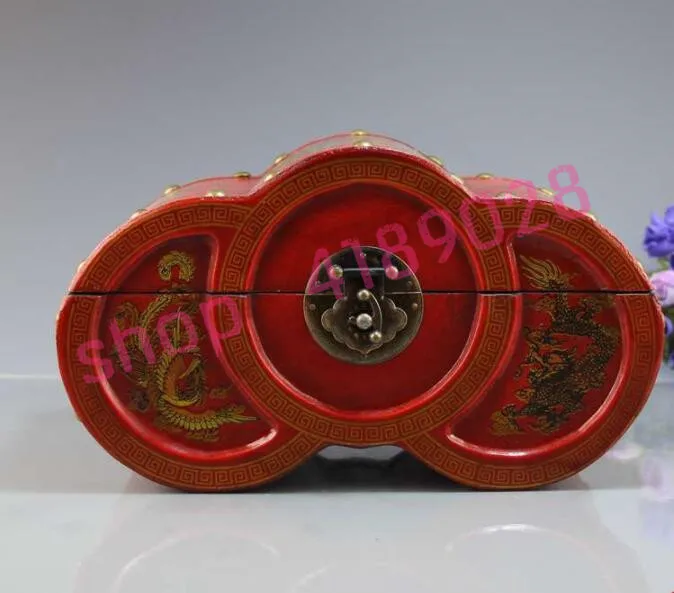 

100 solid wood, toroidal dragon and Phoenix jewellery box, antique collection.