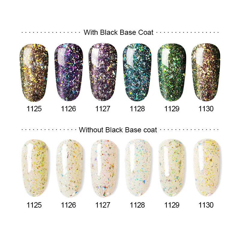  Modelones Fireworks UV Nail Gel Polish Chameleon Glitter UV Gel Nail Polish Soak Off Sparkly Sequin