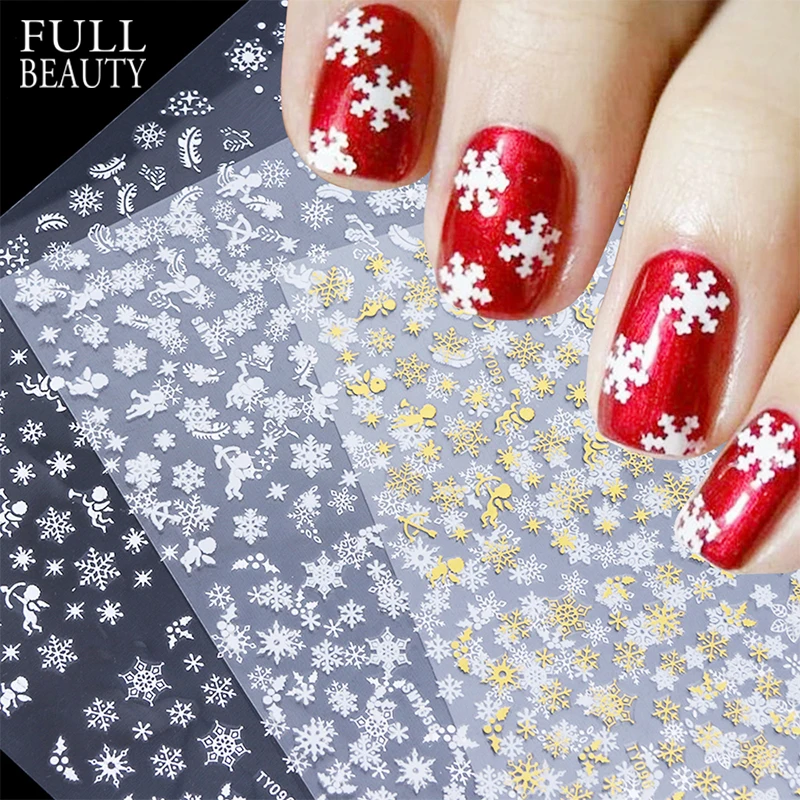 

Full Beauty Christmas Nail Art Transfer Sticker Foils Winter Snow flower DIY Slider Adhesive Manicure Decoration Tips CHTY/SMY