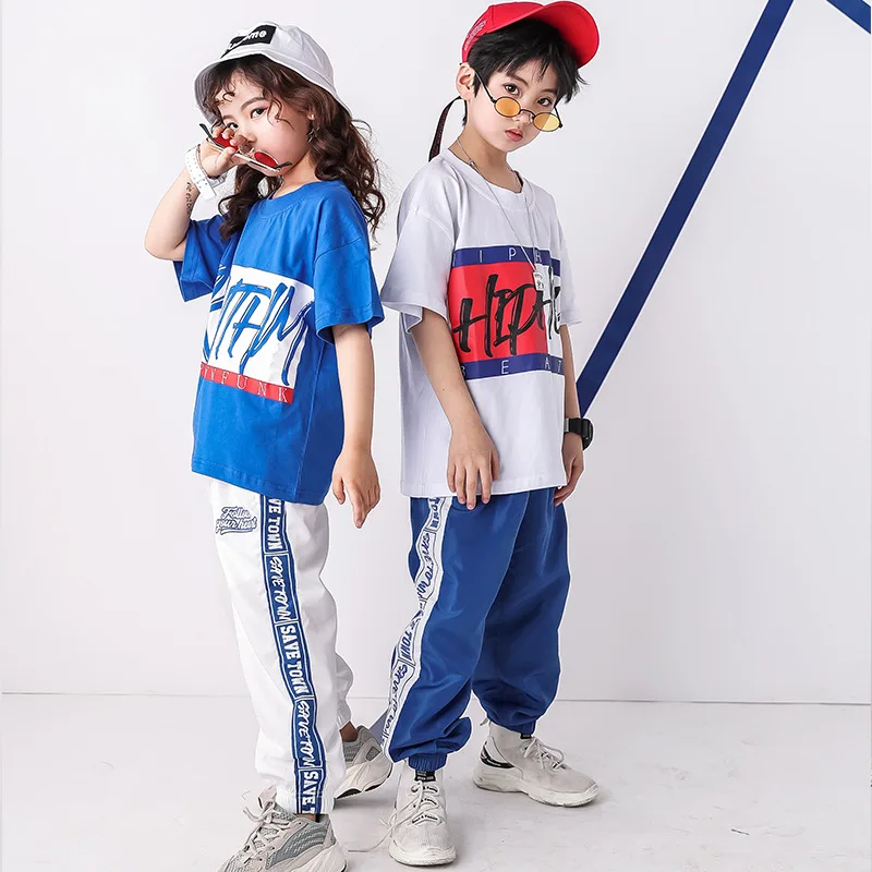 Cena Letnie dzieci Hip Hop ubrania do tańca towarzyskiego dla dziewczynek chłopcy bluza krótki T Shirt topy spodnie do biegania Jazz stroje taneczne