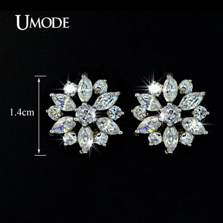 UMODE Luxury Round and Marquise cut Cubic Zirconia Stone Cluster Flower Stud Earring For Women Birthday Bijouterie UE0018