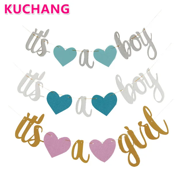 1 set retro its a boy its a girl banner newborn party decorative