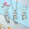 Jewellery Sets Accessories Genuine 925 Sterling Silver  Cubic Zirconia Cat Kitty Necklace Pendant+Leverback Earrings Hot ► Photo 3/6