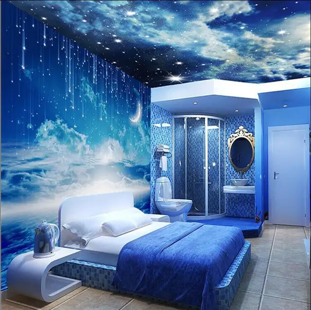 Murals 3D Star Nebula Night Sky Wall Painting Ceiling Wallpaper Bedroom
