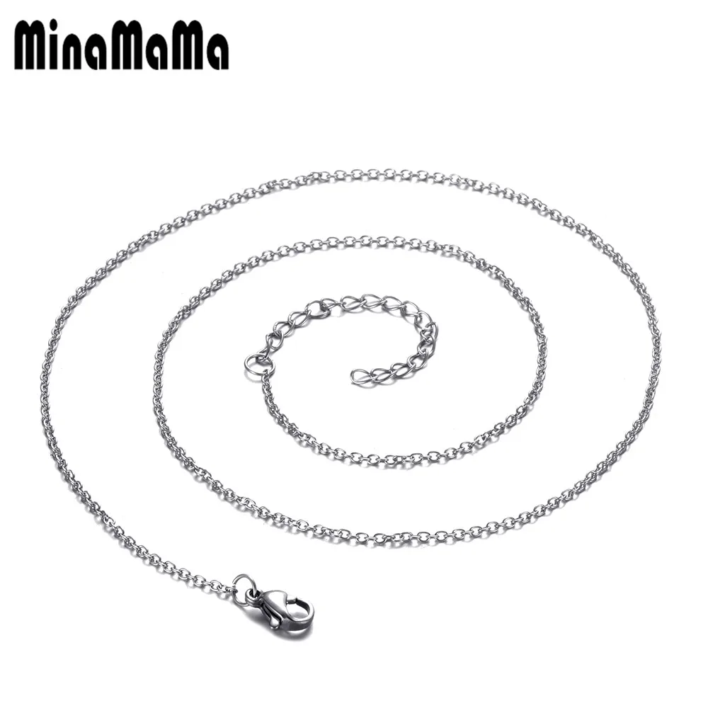 12Pcs/lot 1.5mm Width Thin Silver Color Tone Stainless Steel Chains For