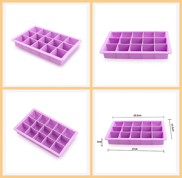 Силиконовая форма для льда, форма для льда, конфет, торта, формы для пуддинга, шоколада, простая квадратная форма, поддоны формы льда 15 Grilds