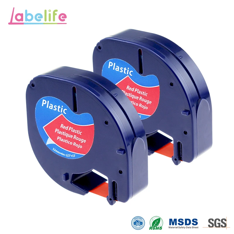 Labelife 2 шт. Dymo 91333 (91223 91203 59424) platisc лента Черная на красном 12 мм * 4 м совместимая letratag