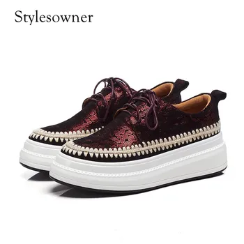 

Stylesowner Spring Autumn Leisure Thick Bottom Casual Shoes Flats Comfort Round Toe All-match Slip-on Flat Shoes Popular